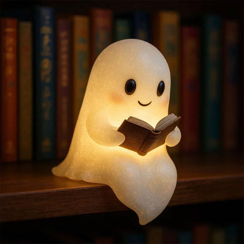 Lámpara fantasma leyendo un libro, luz LED cálida